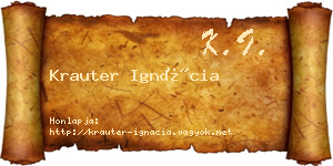 Krauter Ignácia névjegykártya